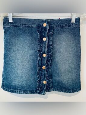 Cynthia Rowley Denim Jean Ruffled Skirt with Adjustable Waist Girls Size 10/12